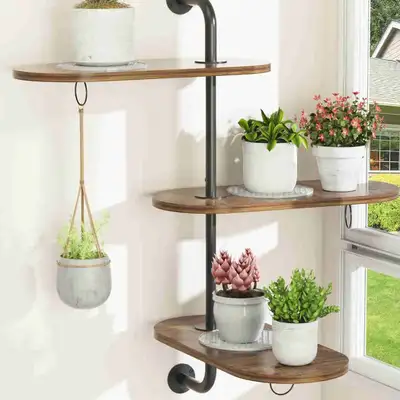  new- walnut wood color Rotating Window Plant Shelves Mats, , View more