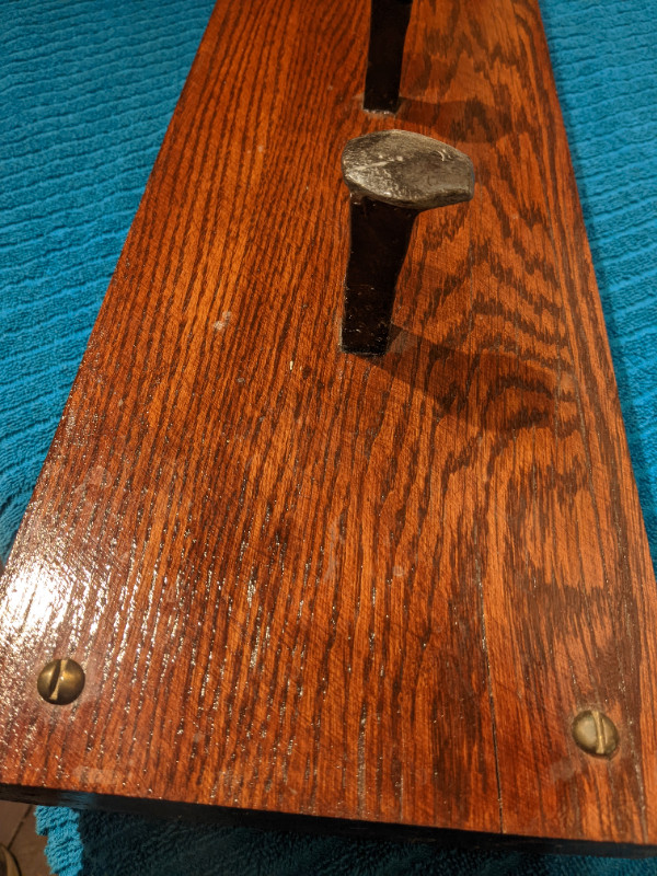 Wall Mounted Coat Hanger, Oak w/ Railroad Spikes in Other in St. Catharines - Image 2