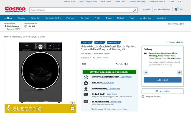 Brand New Midea 4.4 cu.ft Ventless Heat Pump Dryer in Washers & Dryers in Oakville / Halton Region - Image 4