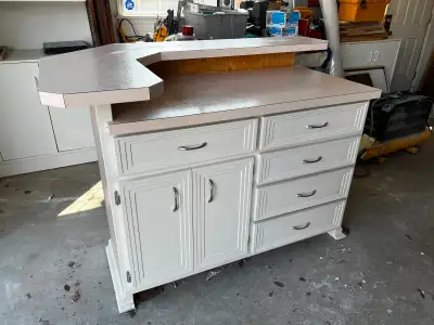 Two-Tier Kitchen Island with Bar Height and Storage, View more