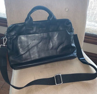Nearly-New High-End Black Leather Briefcase.