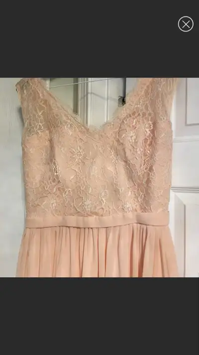 Light pink lace top bridesmaid/prom dress, View more