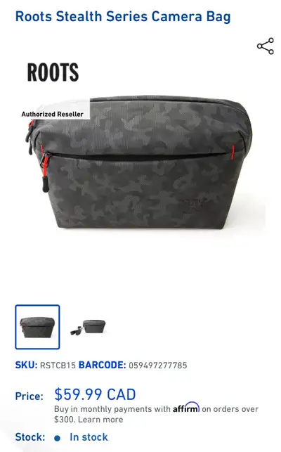 Brand new Roots cross body camera bag for sale retail for 60$ plus tax . Am asking for 55$ From a sm...