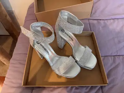 Title: Gia Crystal Heels (Silver Rhinestone) — Size 7.5 , View more