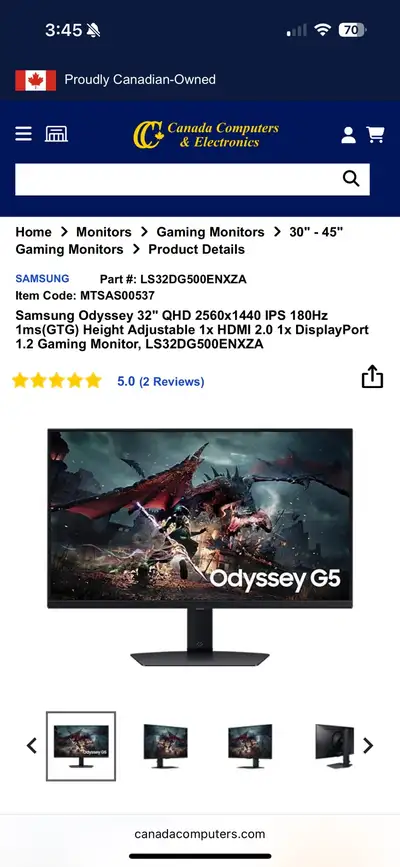 2 Samsung 32" Monitor G5, View more