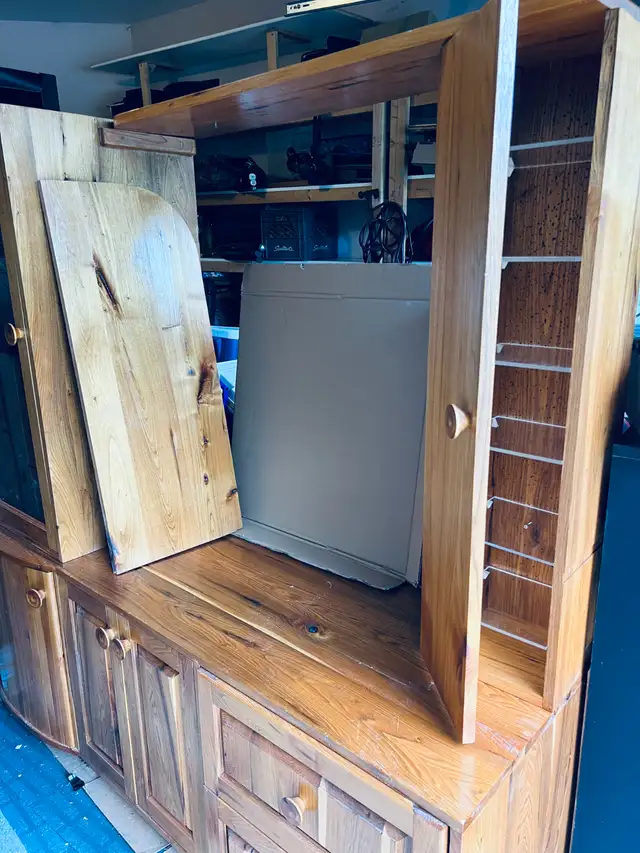 Vintage Solid Walnut Wall Unit Cabinet Handcrafted in TV Tables & Entertainment Units in Gatineau - Image 8