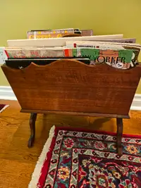 Vintage Floor Wood Magazine Rack