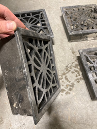 4 vintage cast iron vent grilles