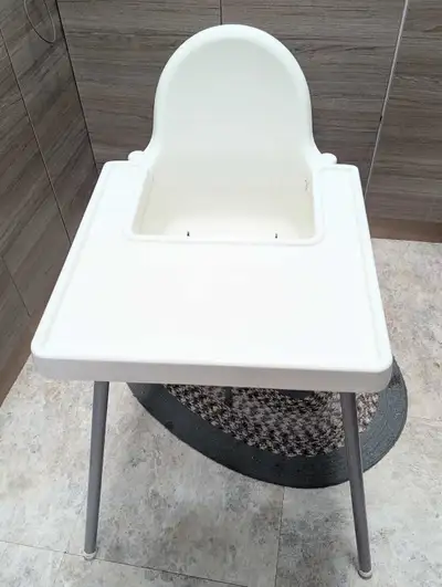 One-Piece White High Chair With Tray, View more
