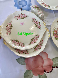 Vintage Bone China double handle cake plates/ cookie plates