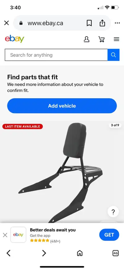 Luggage rack/backrest to fit a Suzuki m109r. Black in color. Brand new, never installed. Do not have...