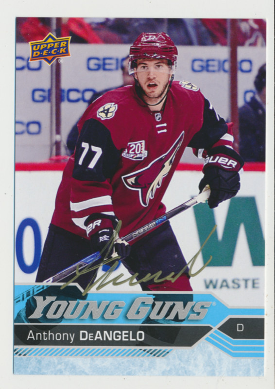 ANTHONY DeANGELO ARIZONA COYOTES EX-RARE SIGNED YOUNG GUNS CARD in Arts & Collectibles in Oakville / Halton Region
