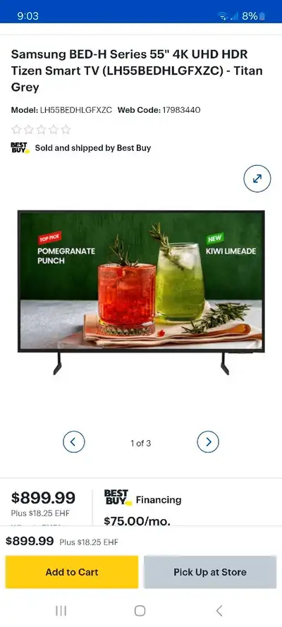 Samsung 55" 4K UHD HDR Smart TV. Brand new no box, View more