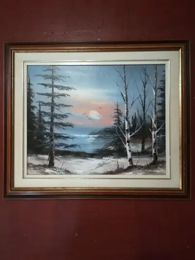 If the ad is still up, it is available! Original painting on canvas, 27" x 23" Frame: 27 x 23 inches...