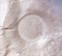 VINTAGE FLORENTINE GLASS SALAD BOWL/ PLATTER SUNFLOWER PATTERN