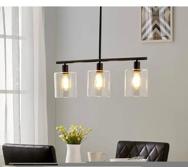 LeeZM Rustic Industrial Chandeliers Modern 3-Light Glass Shades in Indoor Lighting & Fans in Markham / York Region - Image 4