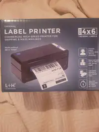 Label printer/stand and papers 