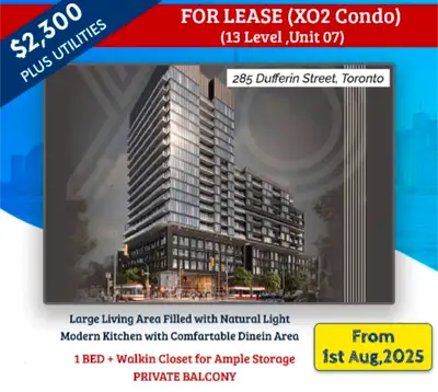 Condo for rent brand new 1 bed-1st Aug -Toronto