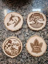 Custom Laser Engraved Live Edge Wood Coasters (Set of 4)