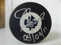 JOE COLBORNE RARE SIGNED TORONTO MAPLE LEAFS PUCK w/ INSCRIPTION