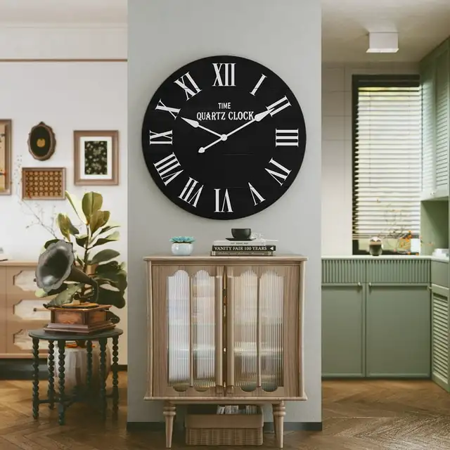 35.5” Farmhouse Large Shiplap Round Wall Clock with Roman in Home Décor & Accents in Markham / York Region - Image 7