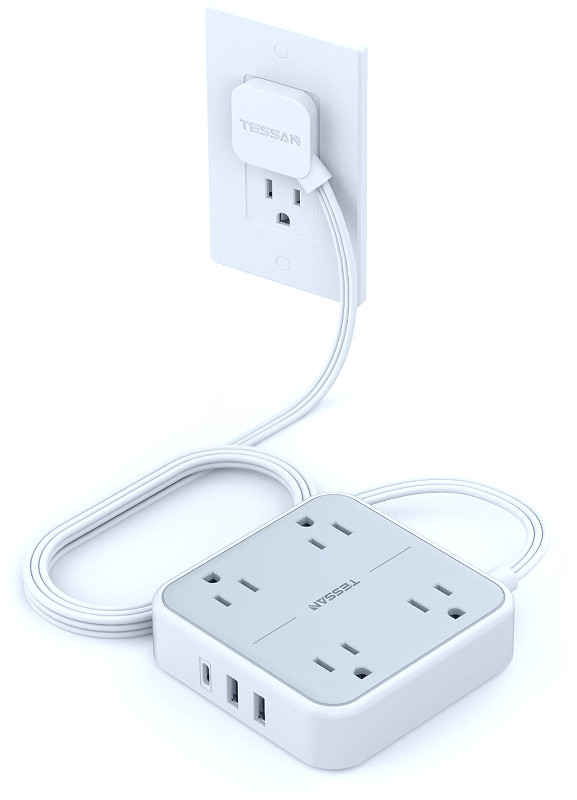 Flat Plug Power Bar with USB C, TESSAN Ultra-Thin Extension Cord dans Appareils électroniques  à Kitchener / Waterloo - Image 2