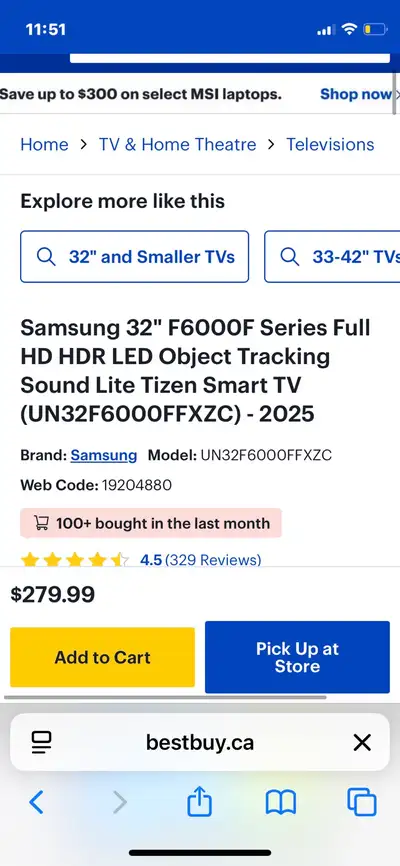 Samsung 32inch TV, View more