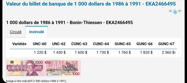 Rare Canada 1000.00$ bill dans Art et objets de collection  à Ville de Montréal - Image 3