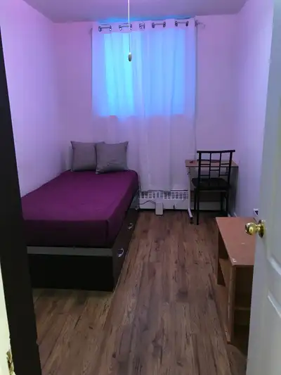 One furnished bedroom available in a 4-bedroom unit. Rent is $695 per month, including all utilities...