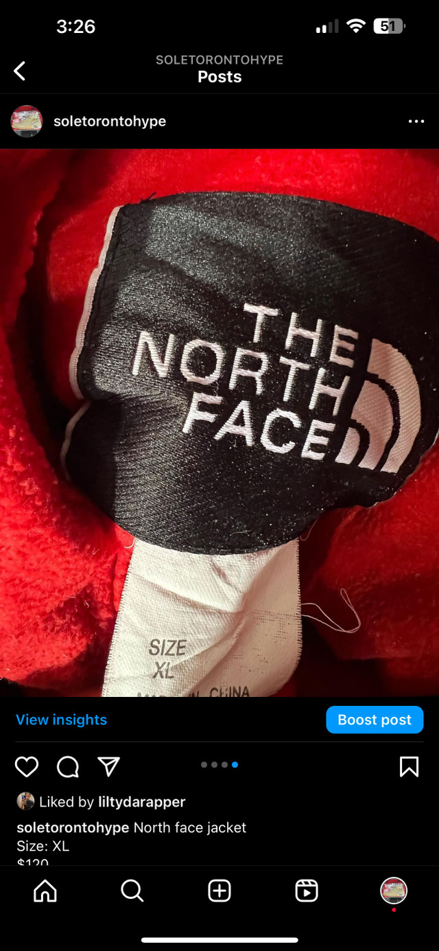 The North face jacket Size: XL $120 IG: @SoleWorldWideHype in Men's in City of Toronto - Image 4