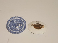 Spode - Blue Italian - Mini Plate Brooch