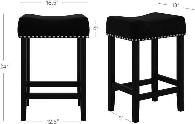 Pub-Height Kitchen Counter Bar Stool 24", Black in Chairs & Recliners in Tricities/Pitt/Maple - Image 2