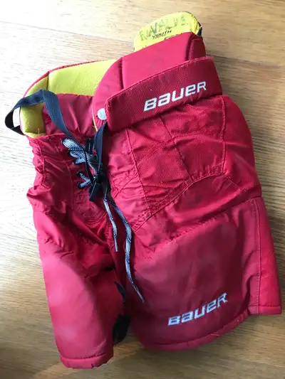 Bauer Ice Hockey Pants  Youth Color Red size large, View more