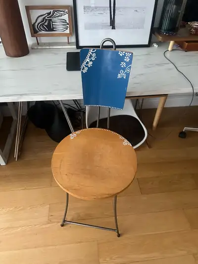 VINTAGE CUSTOM STEEL MAPLE WOOD CHAIR DINING DESK SIDE OFFICE, View more