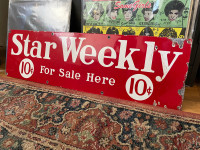 Star Weekly 10 cent rare porcelain enamel sign 1930’s