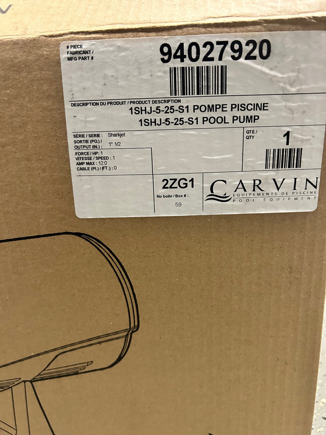 Carvin Shark Jet 1 HP Above Ground Pool Pump in Hot Tubs & Pools in Leamington - Image 3