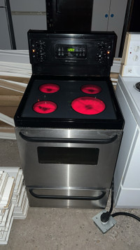 24” stainless steel stove glass top with self clean oven