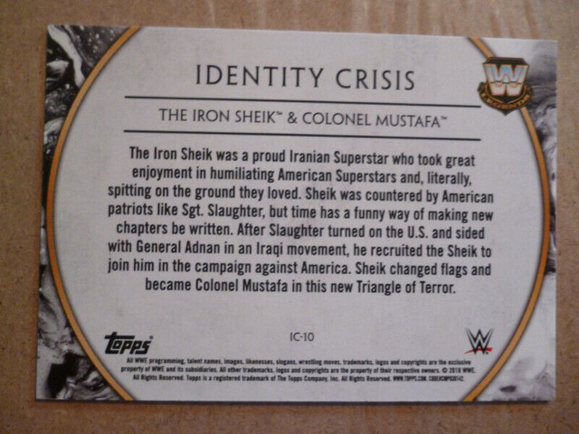 Topps WWE Identity Crisis card 19/50 Iron Sheik + Ron Simmons in Arts & Collectibles in Peterborough - Image 2