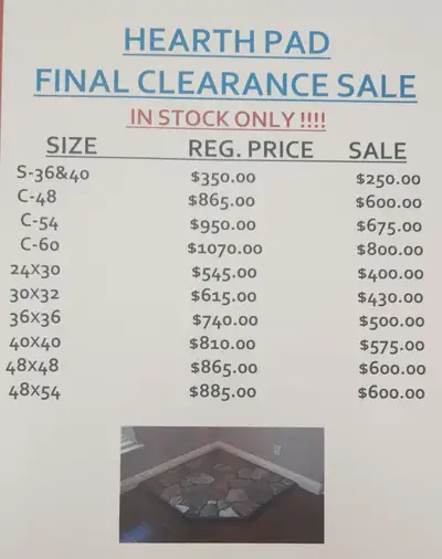 Hearth pad final clearance sale, View more
