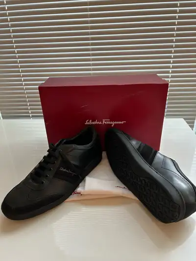 Made in Italy - Authentic - Purchased @Holt Renfrew. Men's black leather sneakers. Size 8 1/2 EE. Ma...
