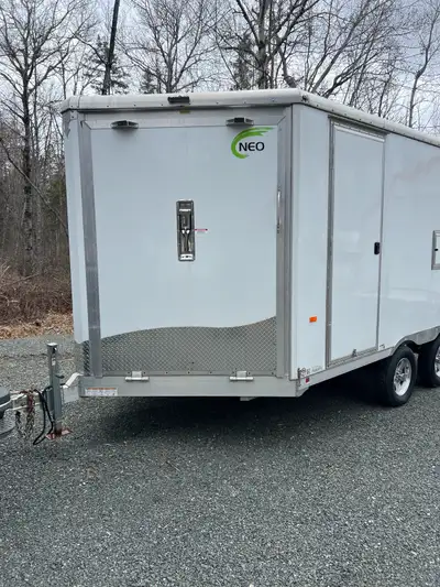 2021 NEO all aluminum trailer, drive through doors, fuel door, storage chest, very low mileage