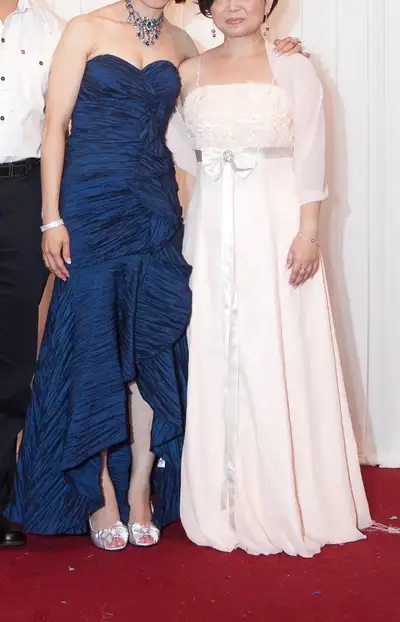 Strapless Navy Blue Evening Dress, View more