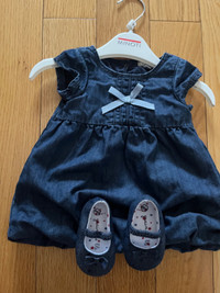 Denim Dress 0-3 months with Matching Slippers