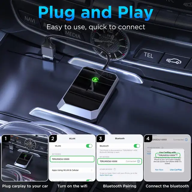 Wireless Carplay Adapter, Converts Wired to Wireless  in General Electronics in Markham / York Region - Image 3