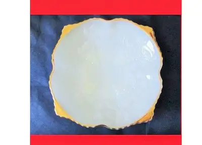 MILKGLASS Gold Rim Grape Leaf FRUIT BOWL, View more