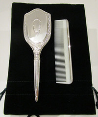 SILVERPLATED BABY/CHILDS' BRUSH & COMB SET, NEVER USED