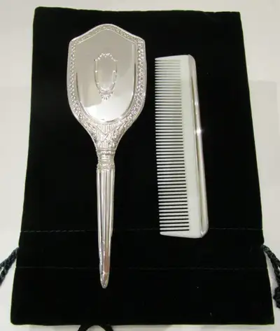 SILVERPLATED BABY/CHILDS' BRUSH & COMB SET, NEVER USED, View more