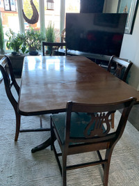 Solid hardwood dining table and chairs 