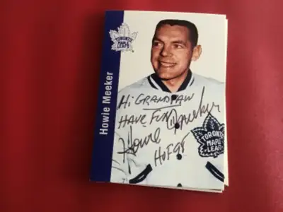 Howie Meeker signed missing link card from the deceased HHOF, View more