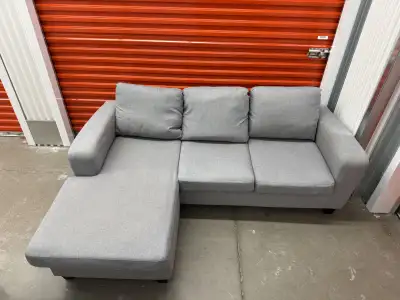 *Free Delivery* Light Grey Sectional Sofa with Chaise, View more